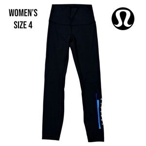 Lululemon Alchemy Women's Leggings Black Blue Graphic Size 4 Limited Edition Gym